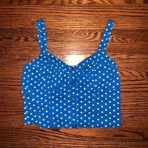 Blue and white Polkadot crop top